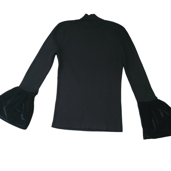 INC International Concepts Velvet Cuff Mock Neck Sweater Size M Black - Picture 4 of 6
